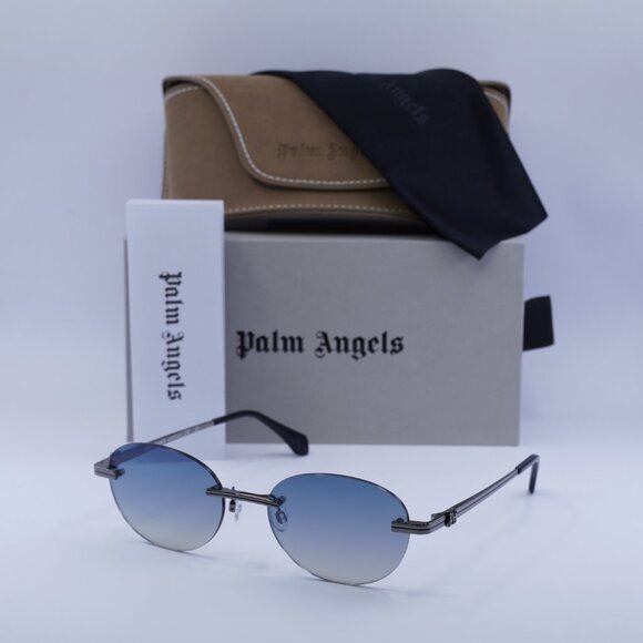 Palm Angels PERI10H CRYSTAL 1007 Oval Sunglasses - Gunmetal/Blue Gradient - Picture 5 of 10